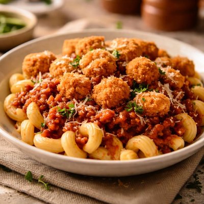 Chicken pop corn bolognaise