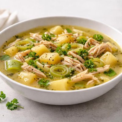 Chicken potato and leak soup