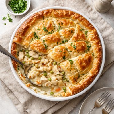 Chicken potato pie with white sauce
