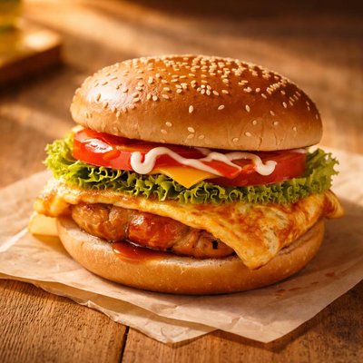 Chicken ramly burger biasa