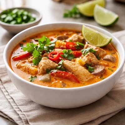 Chicken red thai soup