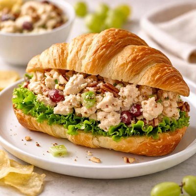 Chicken salad croissant sandwich