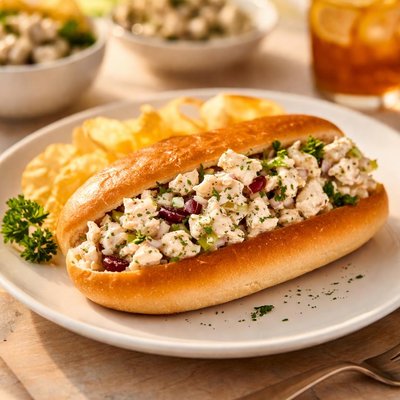 Chicken salad on a roll