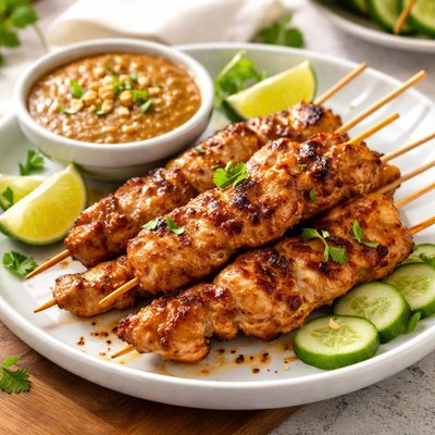 Chicken satay with peanut sauce