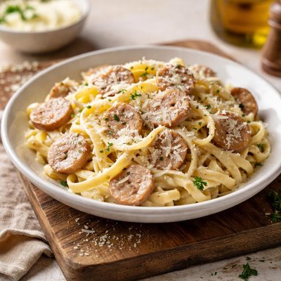 Chicken sausage alfredo