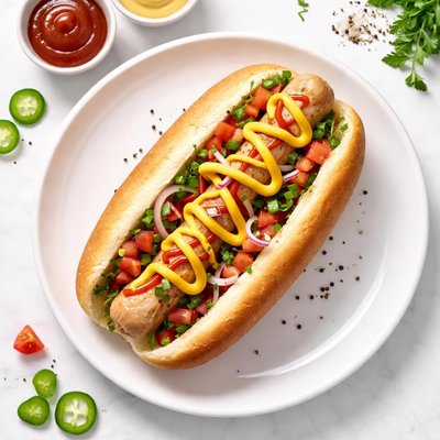 Chicken sausage hot dog