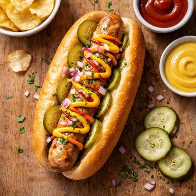 Chicken sausage hotdog