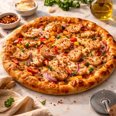 Chicken sausage pizza