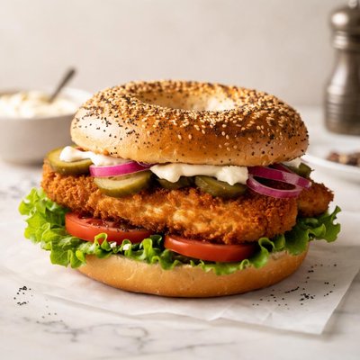 Chicken schnitzel bagel
