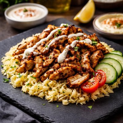 Chicken shawarma and rice