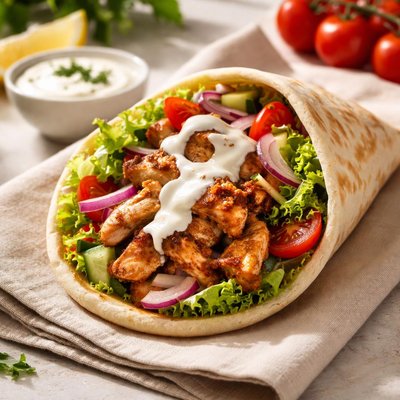 Chicken shawarma with sauce