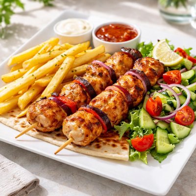 Chicken shish and chips