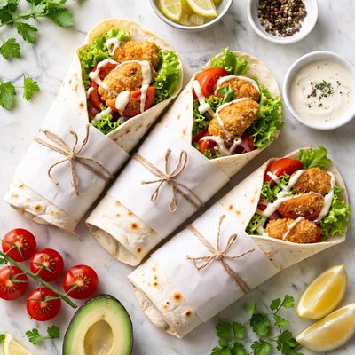 Chicken shniztel wraps