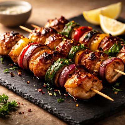 Chicken skewer barbecued