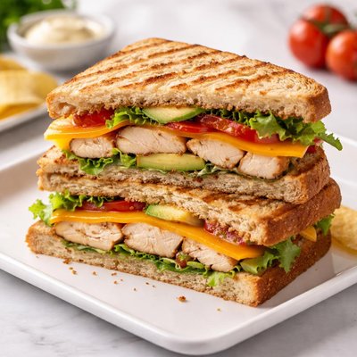 Chicken slice and cheese sandwich