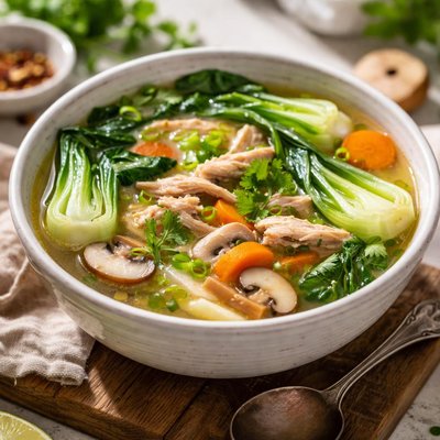 Chicken soup with bok choy