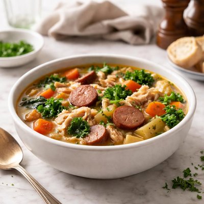 Chicken soup with sausage