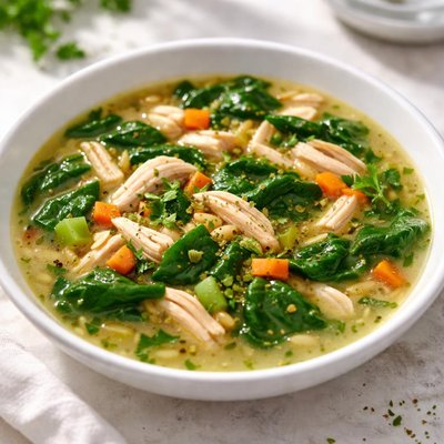 Chicken soup with spinach