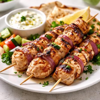 Chicken souvlaki skewer