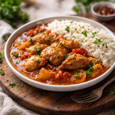 Chicken stew and rice