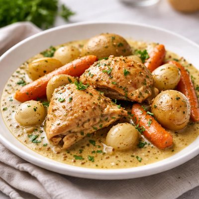 Chicken stew with mustard sauce