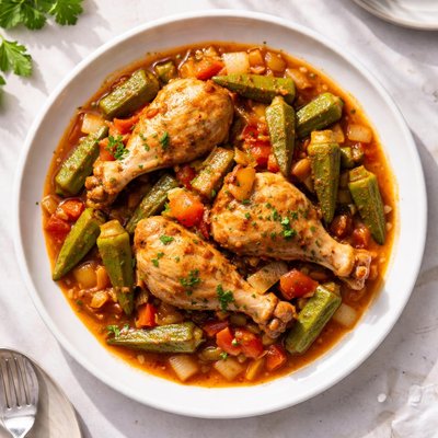 Chicken stew with okra