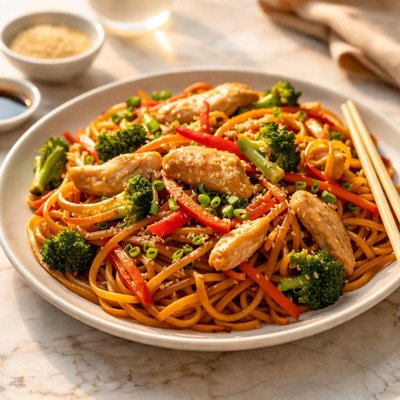 Chicken stir-fried noodles