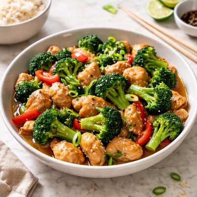 Chicken stir-fry with broccoli