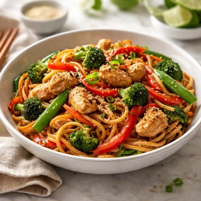 Chicken stir-fry with noodles