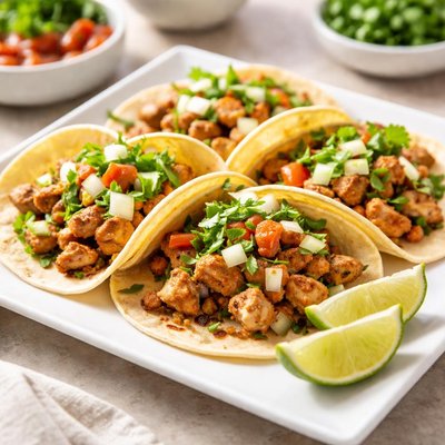 Chicken street taco with cilantro and lime