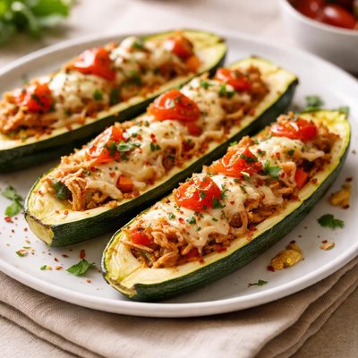 Chicken stuffed zuchinni