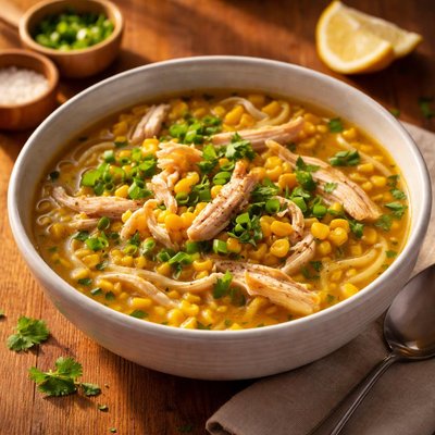 Chicken sweetcorn noodle soup