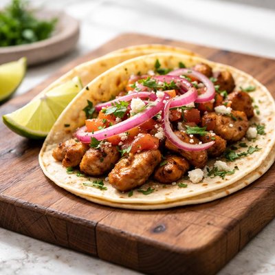 Chicken taco with onions