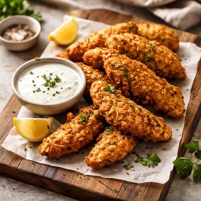 Chicken tenders with white sauce
