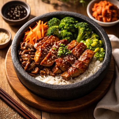 Chicken teriyaki hot stone bowl