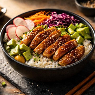 Chicken teriyaki poke bowl