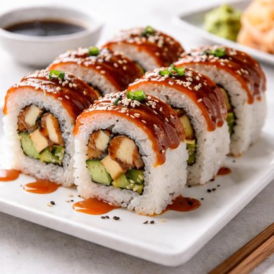 Chicken teriyaki sushi roll