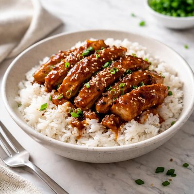 Chicken terriyaki with white rice