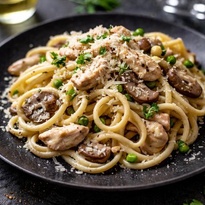 Chicken tetrazzini with linguune