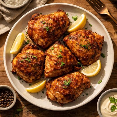 Chicken thigh with skin air fried