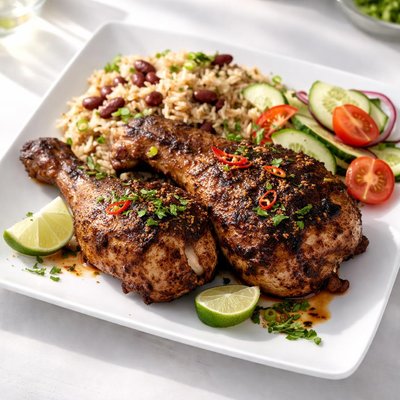 Chicken thigh with the leg jerk