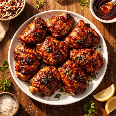 Chicken thighs with bbq sauce