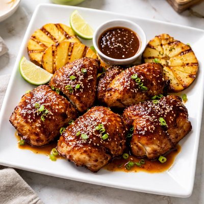 Chicken thighs with huli hulu sauce