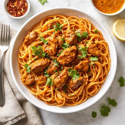 Chicken tikka masala spaghetti