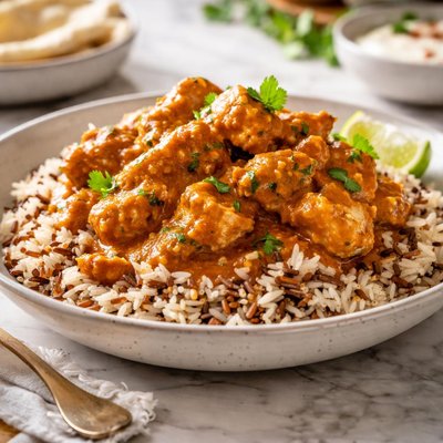 Chicken tikka masala with wild rice