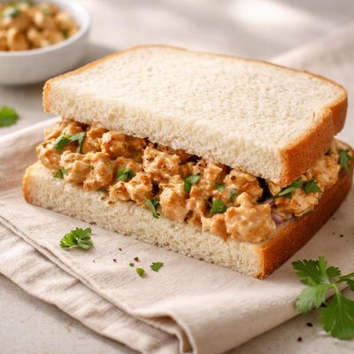 Chicken tikka mayo on white bread