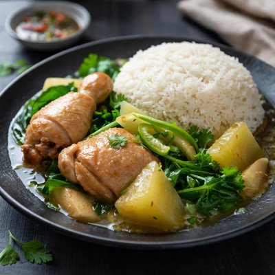 Chicken tinola with rice