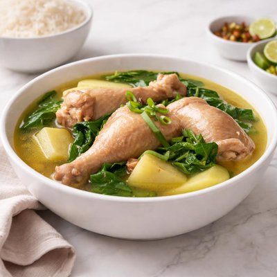 Chicken tinola with soup