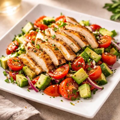 Chicken tomato cucumber salad