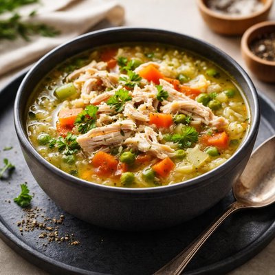 Chicken vegetable soup with rice